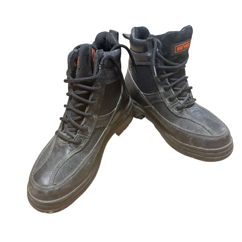 Harley-Davidson Motorcycle Boots Sz 6.5 Black Leather Ankle Lace-Up Mens